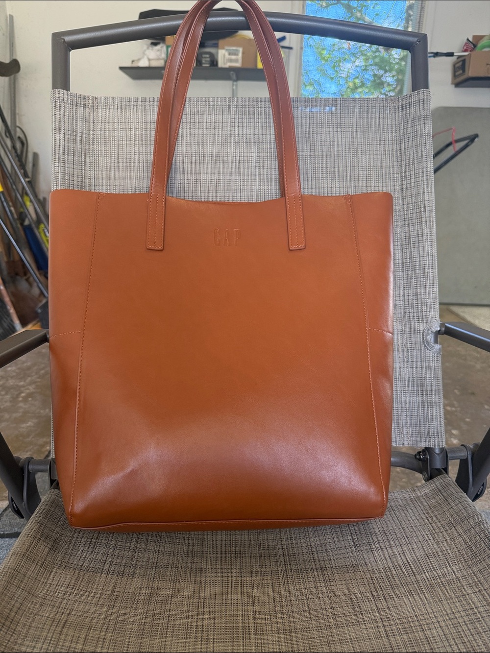 GAP Leather Tote in Warm Cognac Brown